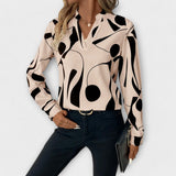 Elegant Long Sleeve Blouse with Pointed Neckline
