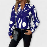 Elegant Long Sleeve Blouse with Pointed Neckline