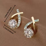 Golden Cross Zirconia Stud Earrings