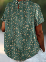 Frannie-Vintage Floral Leaf Print Blouse