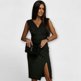 V-neck Dress with Slit
