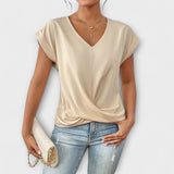 Eloise – V-Neck Top with Button Detail