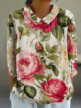 Vintage Floral Print Casual Shirt