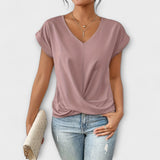 Eloise – V-Neck Top with Button Detail