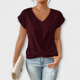 Eloise – V-Neck Top with Button Detail