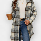 Fleece Shirt with Checkered Pattern and Collar