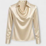 Shiny Top with Pleated Collar