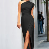 Elegant Asymmetrical Slit Evening Dress