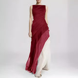 Sleeveless Fitted Satin Evening Gown