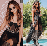 Sleeveless Strapless Maxi Lace Dress For Summer