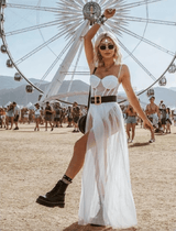 Sleeveless Strapless Maxi Lace Dress For Summer