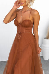 Women's Sleeveless Chiffon Maxi Dress With Tulle Overlay