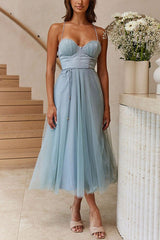 Women's Sleeveless Chiffon Maxi Dress With Tulle Overlay