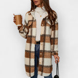 Fleece Shirt with Checkered Pattern and Collar