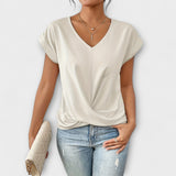 Eloise – V-Neck Top with Button Detail