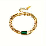 Emerald Bar Chain Bracelet