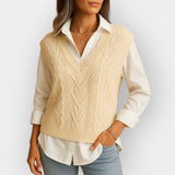 Sleeveless Knitted Vest with V-Neck