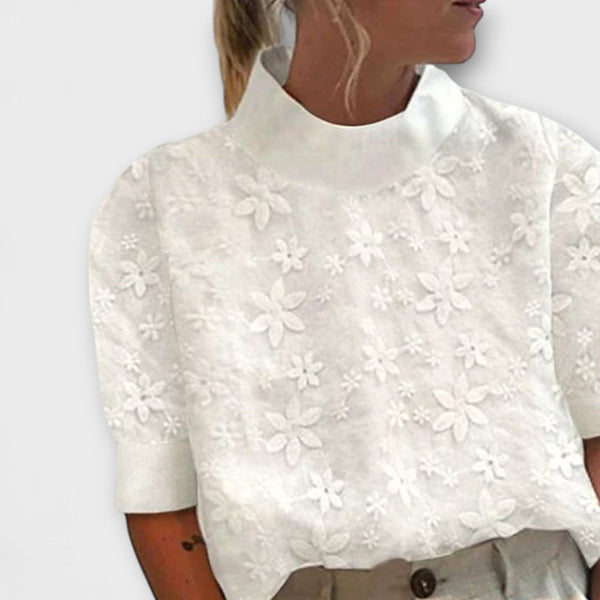 Doutzen – Embroidered Stand Collar Shirt