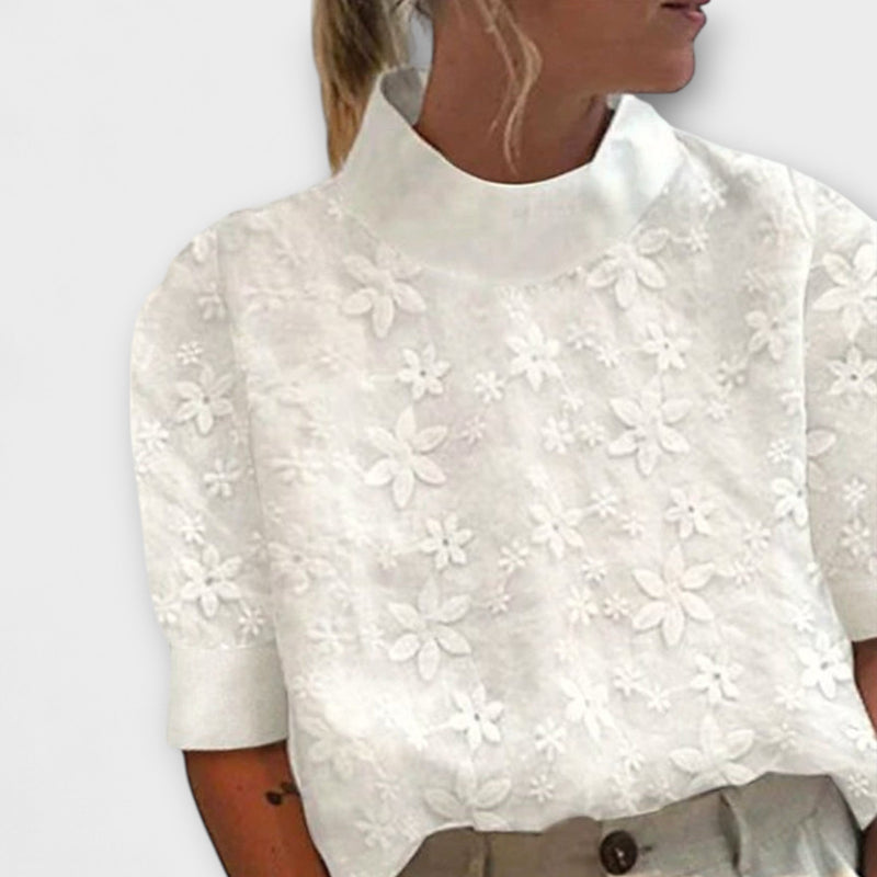 Doutzen – Embroidered Stand Collar Shirt
