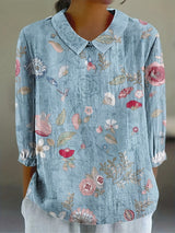 Kathy-Vintage Floral Print Casual Shirt