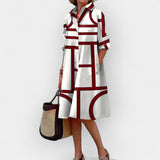 Dress with Pockets and Geometric Pattern