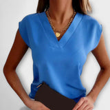 Women’s Summer T-Shirt with V-Neck and Loose Sleeves