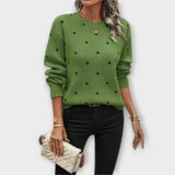 Comfortable Knitted Sweater with Long Sleeves and Polka Dot Pattern