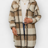 Fleece Shirt with Checkered Pattern and Collar