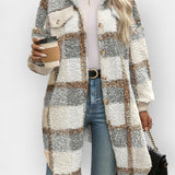 Fleece Shirt with Checkered Pattern and Collar