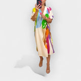 Loose Dress with Leaf Pattern