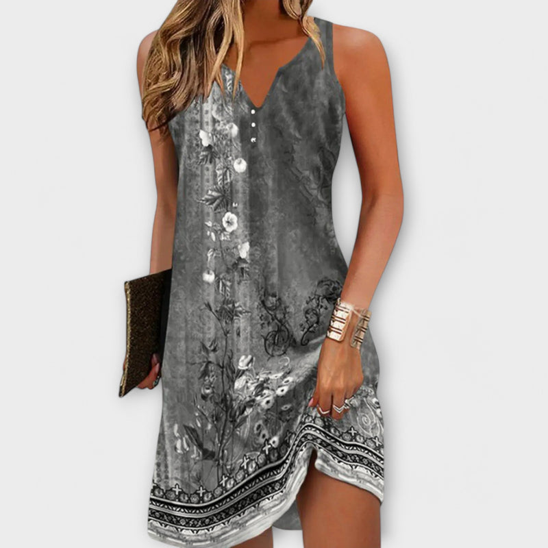 Midi Summer Dress with Floral Pattern