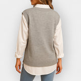 Sleeveless Knitted Vest with V-Neck