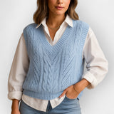 Sleeveless Knitted Vest with V-Neck