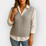 Sleeveless Knitted Vest with V-Neck
